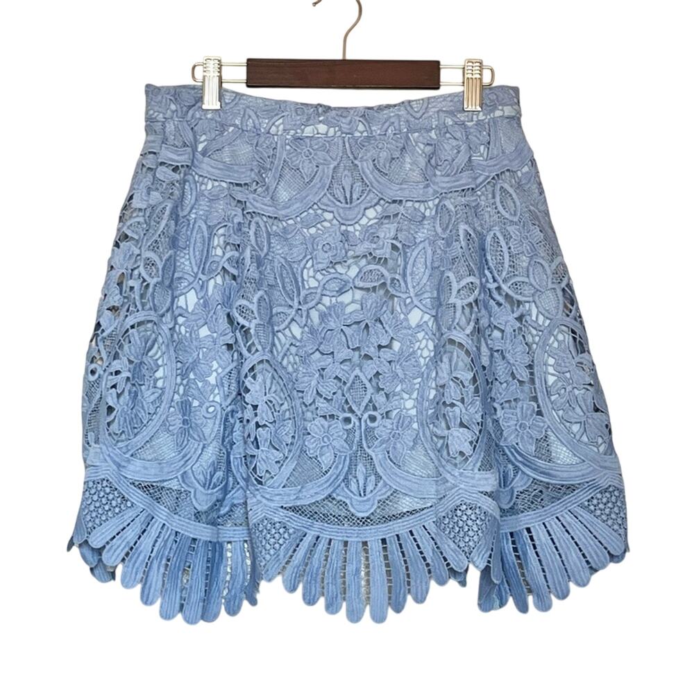 Lovers & Friends Mai Tai Scalloped Lace Trim Mini Skirt Crystal blue medium - Picture 10 of 11